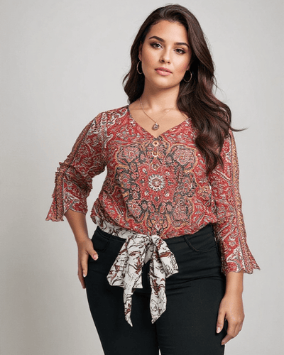Arabella - Red Print Classic Top