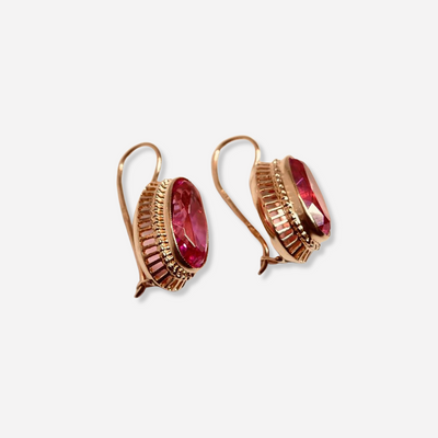 Pink Vintage Crystal Rose Gold Earrings