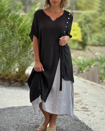 Caroline™ - Short Sleeve Asymmetric Dress