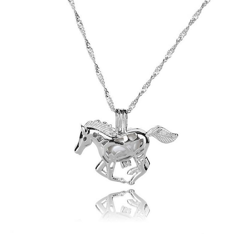Glowing Horse Pendant Necklace with Galloping Horse Motif