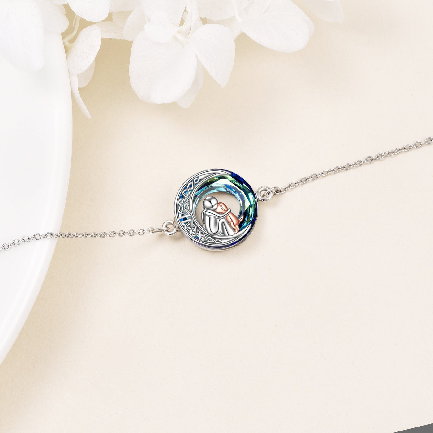 Adjustable Lucky Bracelet made of 925 Sterling Silver with Dog Motif