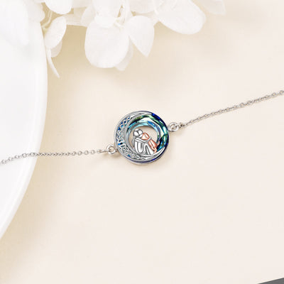 Adjustable Lucky Bracelet made of 925 Sterling Silver with Dog Motif