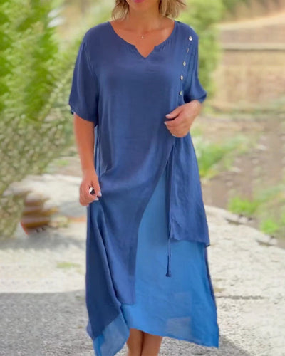 Caroline™ - Short Sleeve Asymmetric Dress