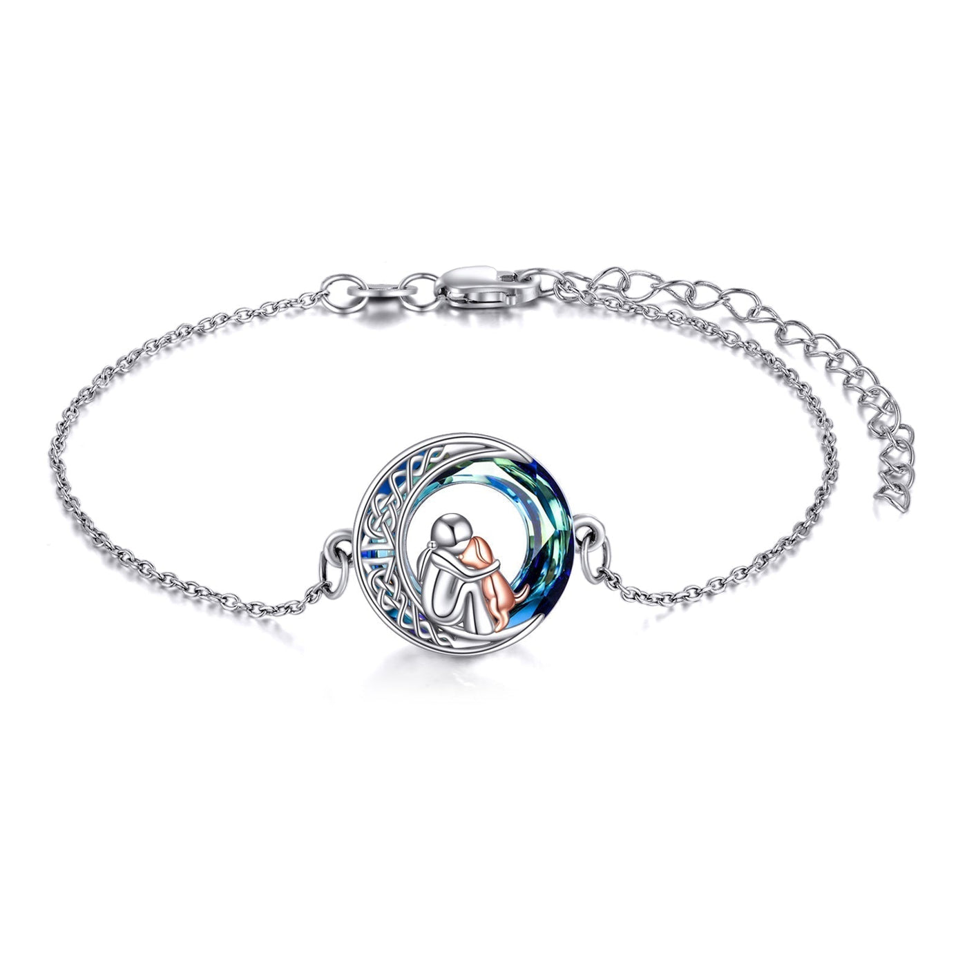 Adjustable Lucky Bracelet made of 925 Sterling Silver with Dog Motif