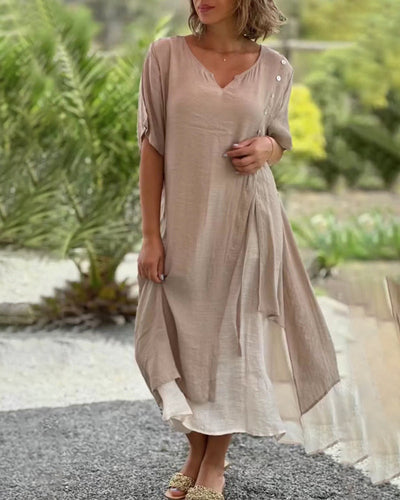 Caroline™ - Short Sleeve Asymmetric Dress