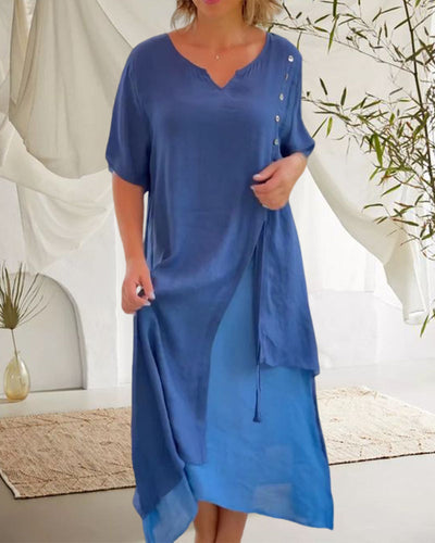 Caroline™ - Short Sleeve Asymmetric Dress