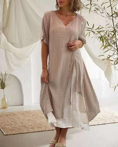 Caroline™ - Short Sleeve Asymmetric Dress