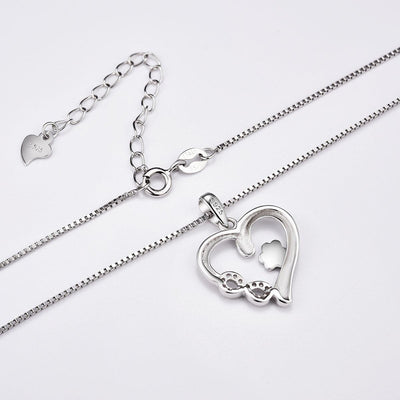 Necklace with Paw Print & Heart with Infinity Pendant