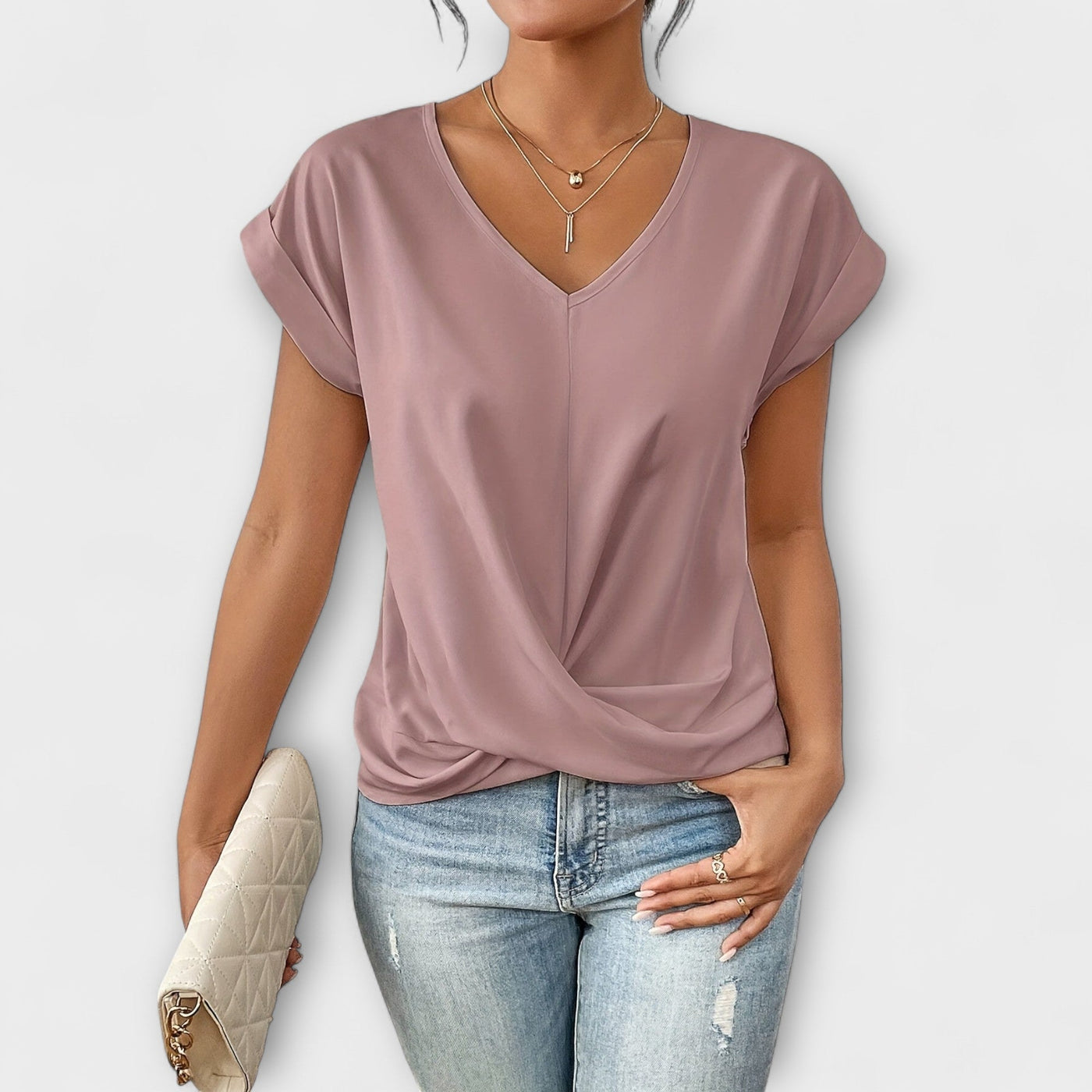 Amira - Twist Charm V-Neck Top