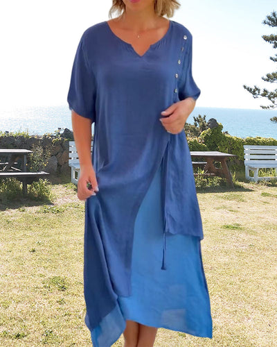 Caroline™ - Short Sleeve Asymmetric Dress