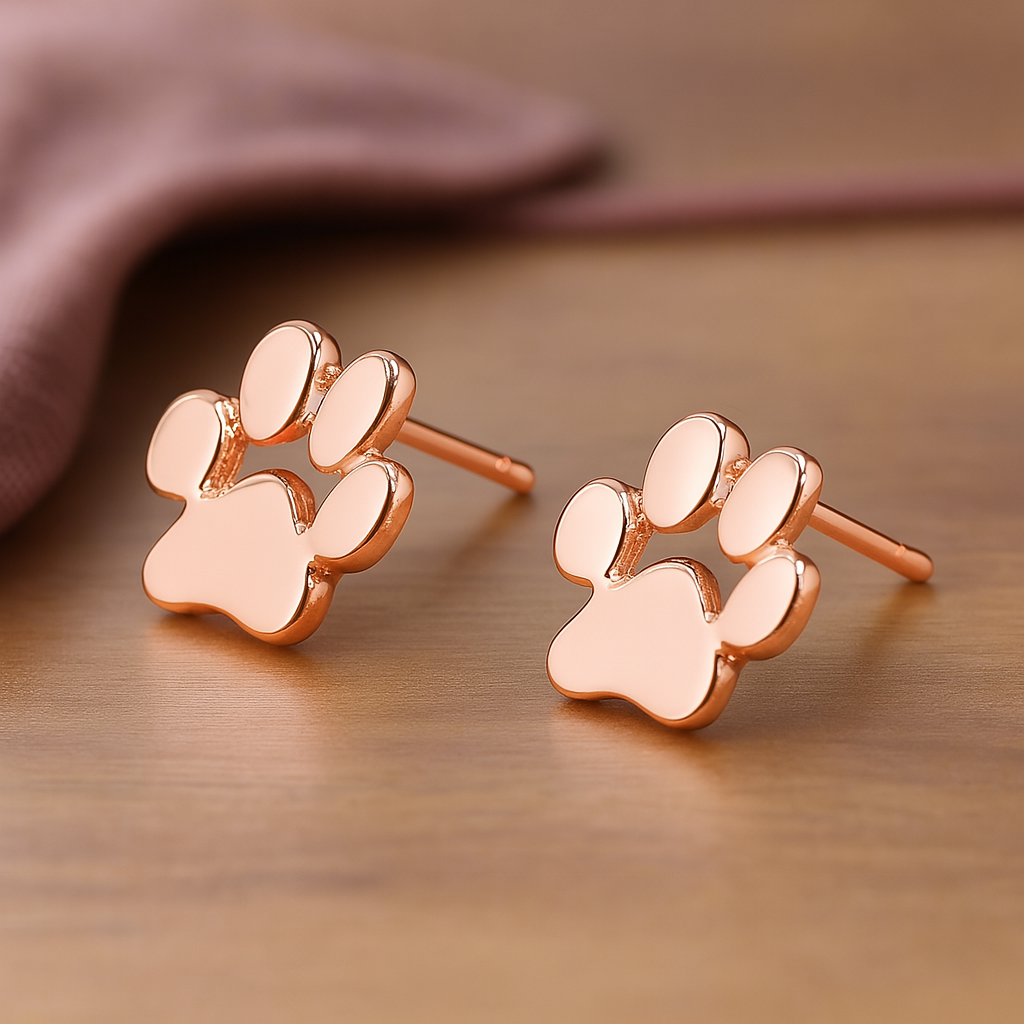 Stainless Steel Paw Earrings Hypoallergenic