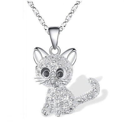 Necklace with Baby Cats & Colorful Zirconia – made of 925 Silver