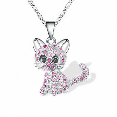 Necklace with Baby Cats & Colorful Zirconia – made of 925 Silver