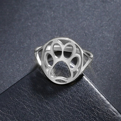 Delicate Paw Ring – Open Stainless Steel Ring with Animal Motif