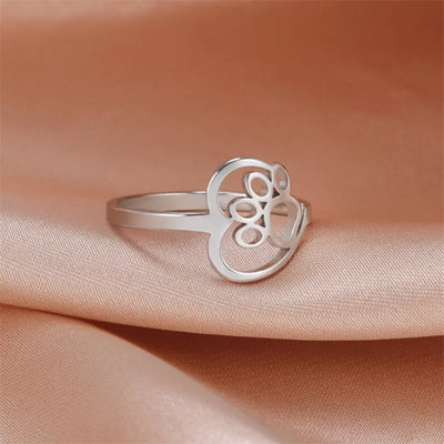 Heart Paw Ring Made of Stainless Steel for Animal Lovers
