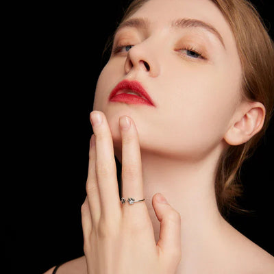 Paw Ring Made of 925 Sterling Silver – Adjustable Ring with Zirconia & Enamel