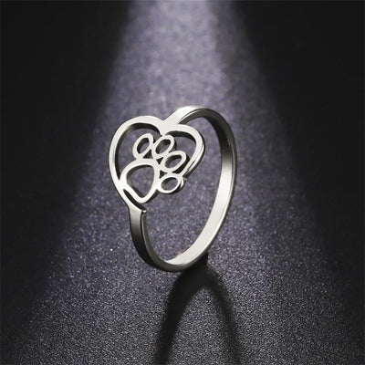 Heart Paw Ring Made of Stainless Steel for Animal Lovers