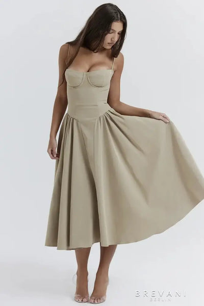Ellie™ - Sleeveless Corset Midi Dress - Attractive Fit