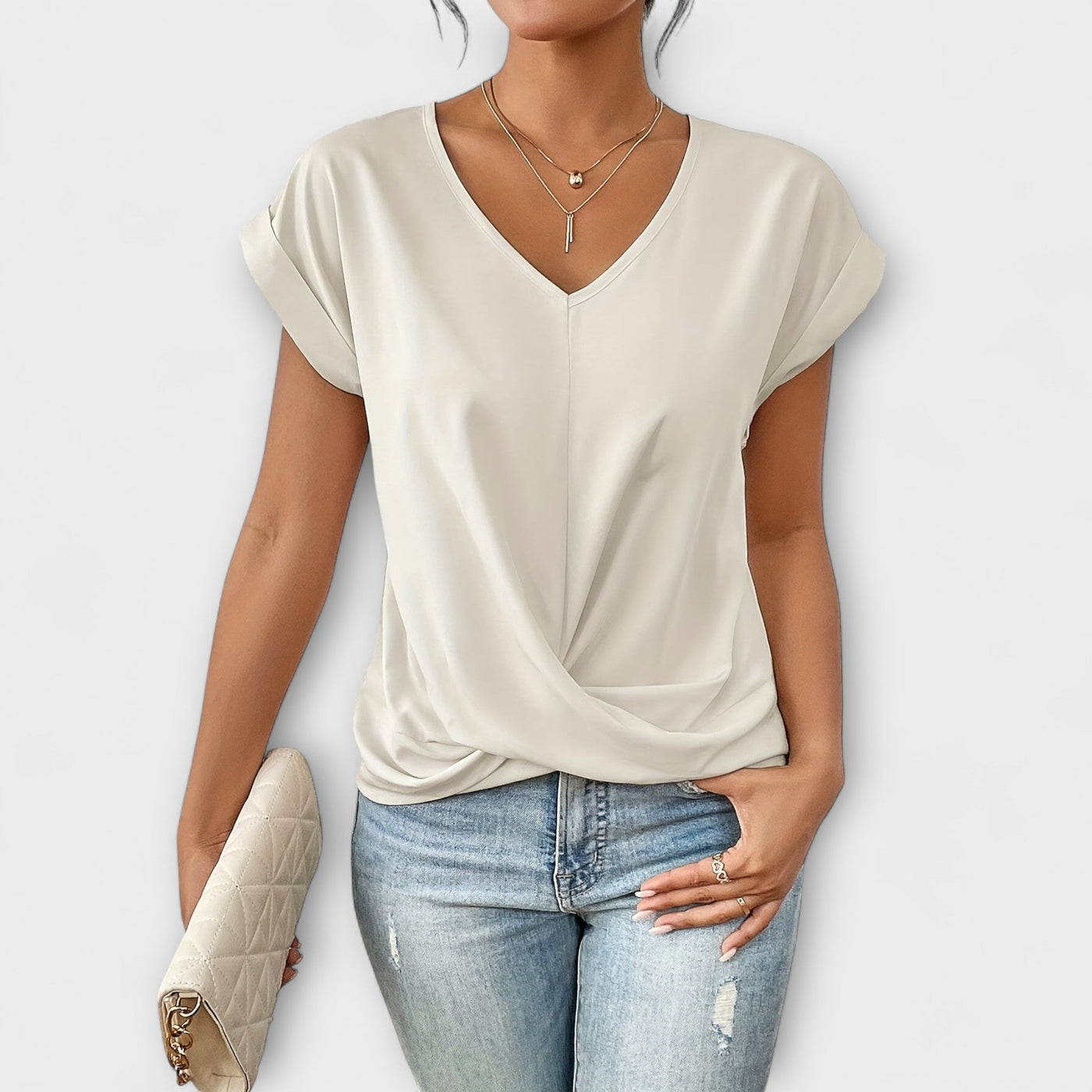 Amira - Twist Charm V-Neck Top