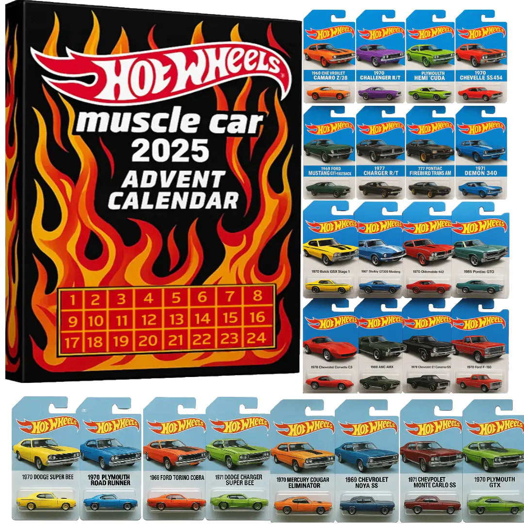 Hot Sale - 50% OFF - Hot Wheels Muscle Toy Car Advent Calendar - 24 DAYS 2025
