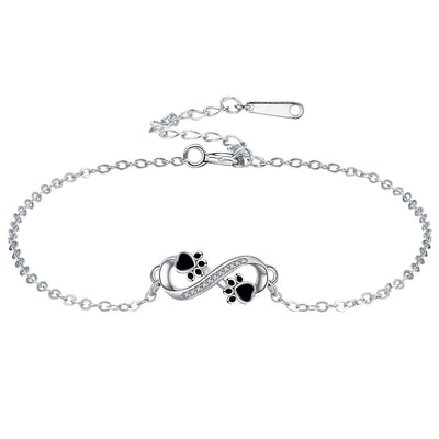 Infinity Symbol Bracelet with Paw Print Charm & Zirconia