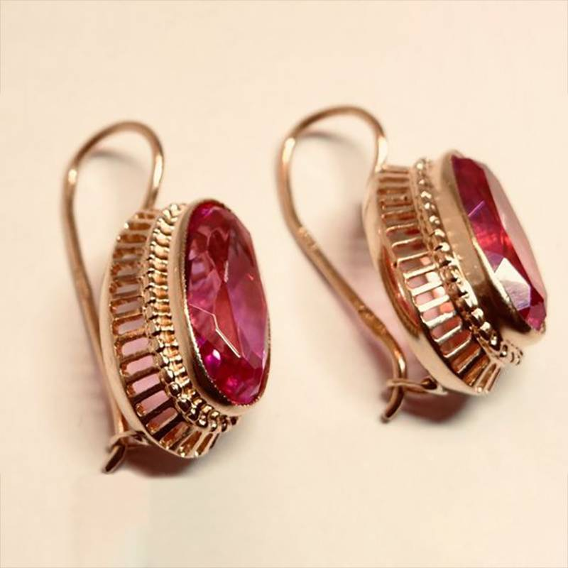 Pink Vintage Crystal Rose Gold Earrings