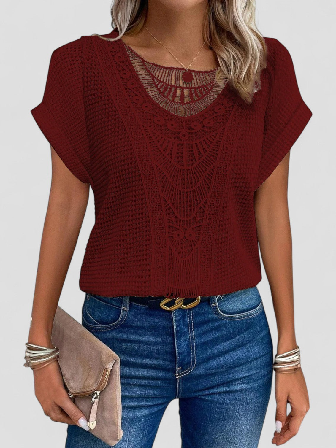 Solara - LACE T-SHIRT WITH SHORT SLEEVES