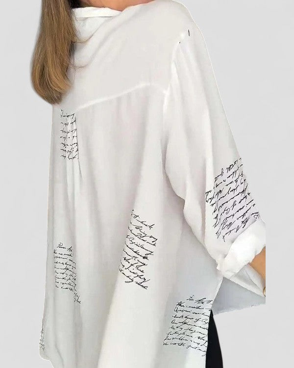 Helena - Script Button-Up Shirt
