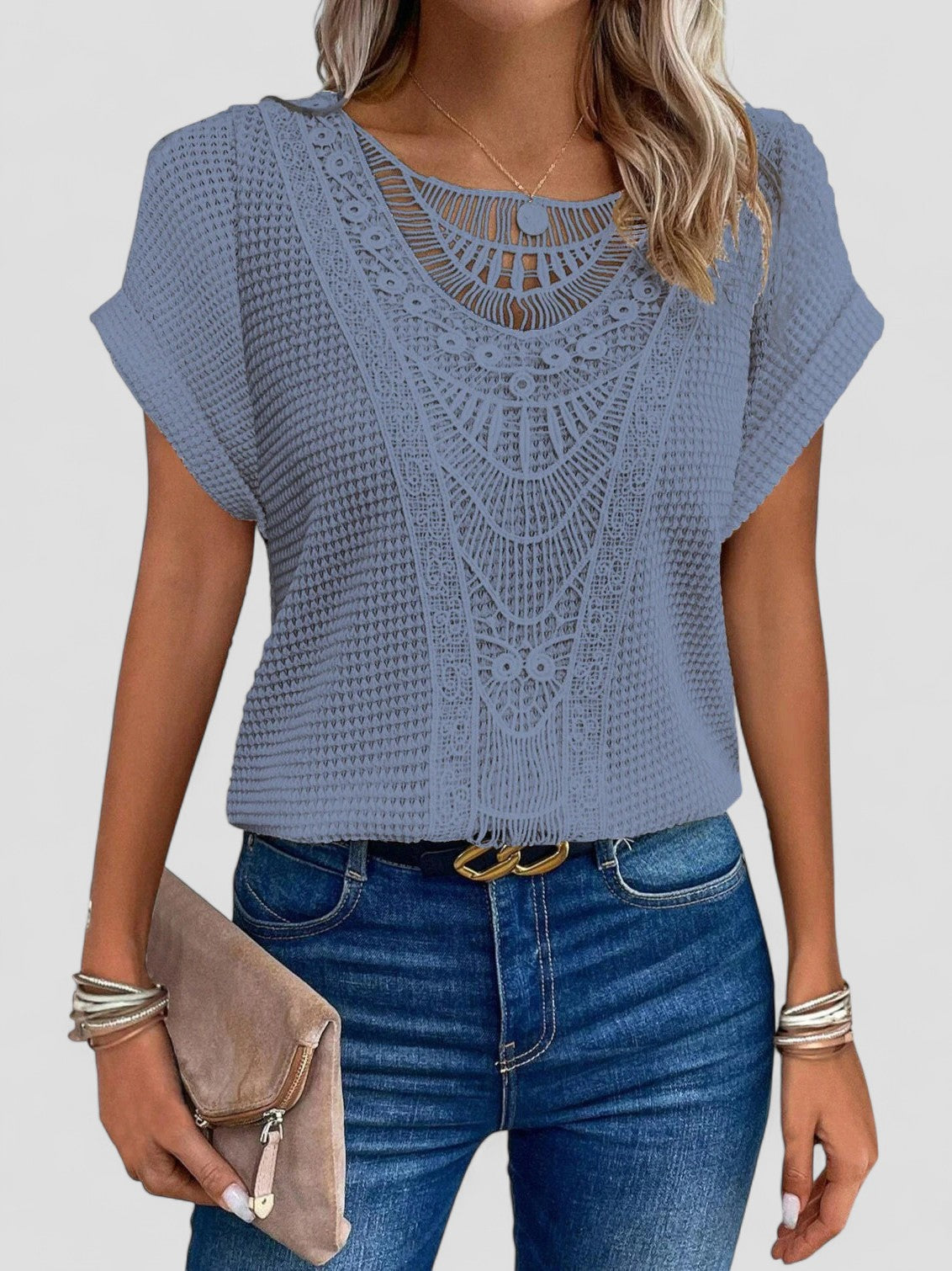 Solara - LACE T-SHIRT WITH SHORT SLEEVES