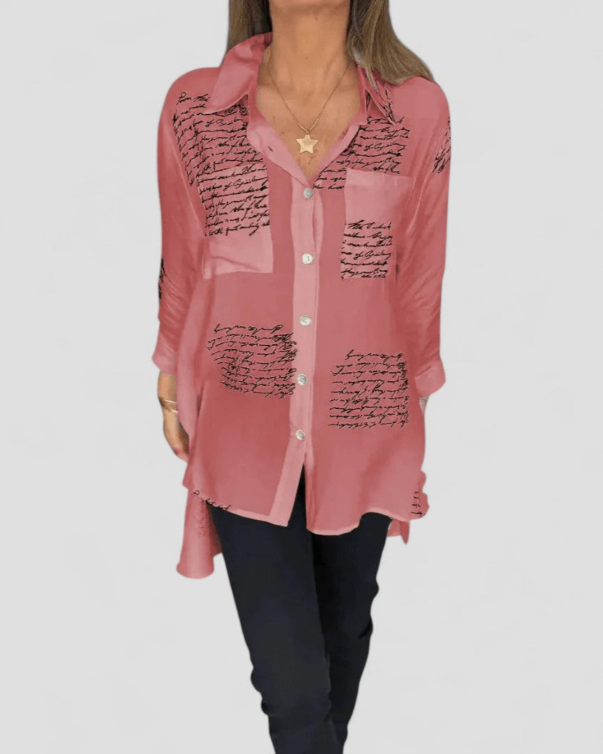 Helena - Script Button-Up Shirt