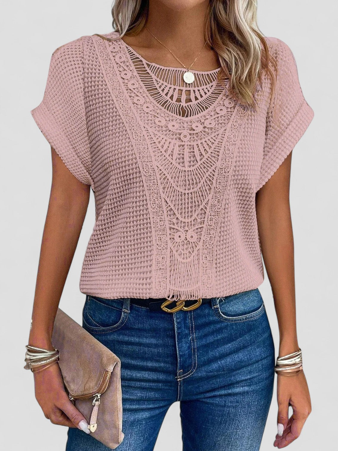 Solara - LACE T-SHIRT WITH SHORT SLEEVES