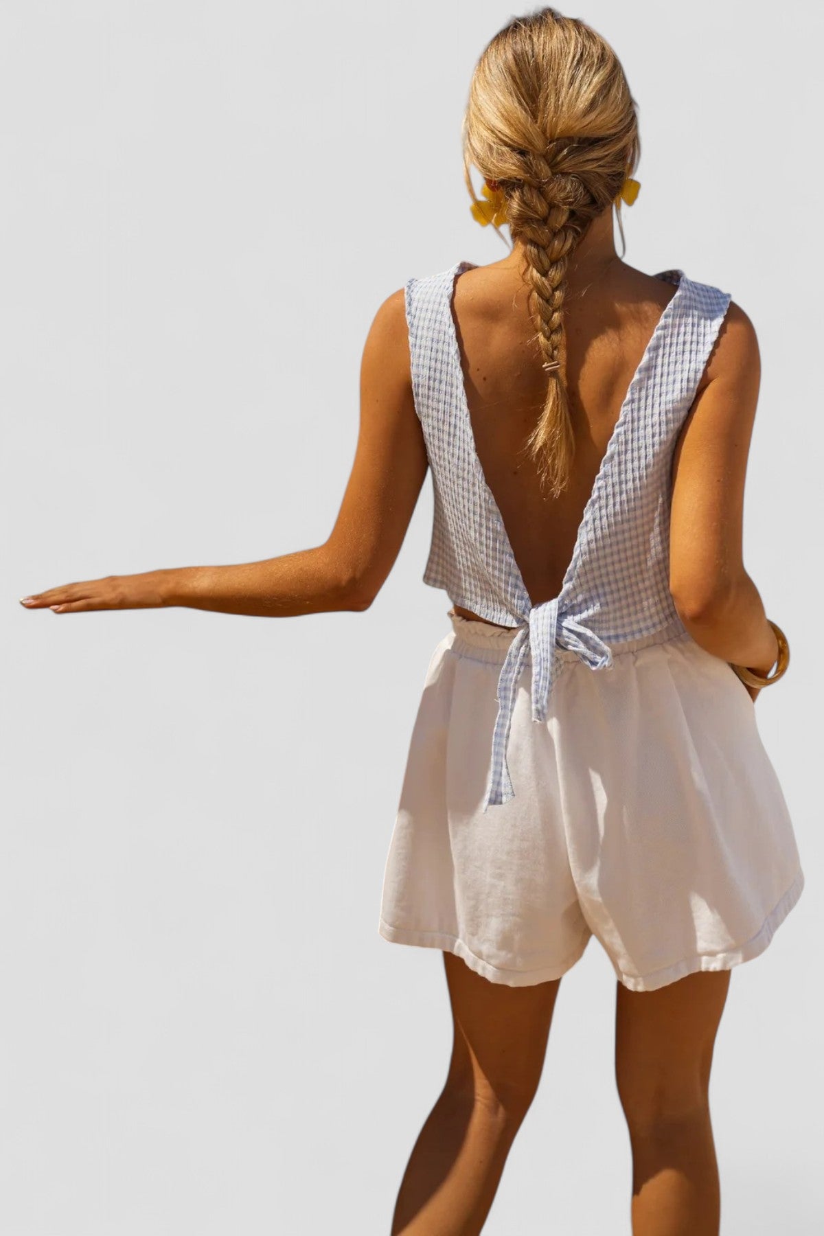 Rebecca - Blue Gingham Crop Top