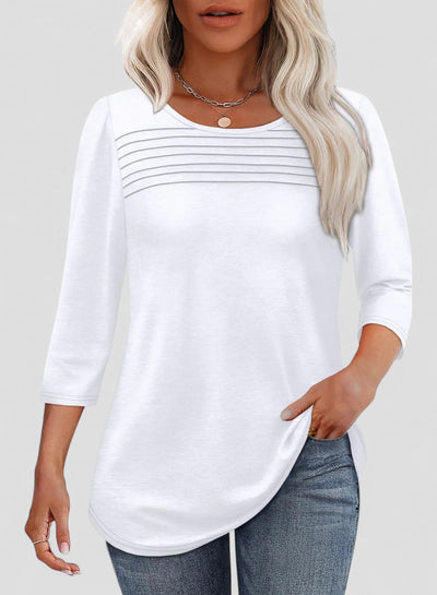 Evita - Pleated 3/4 Sleeve Top
