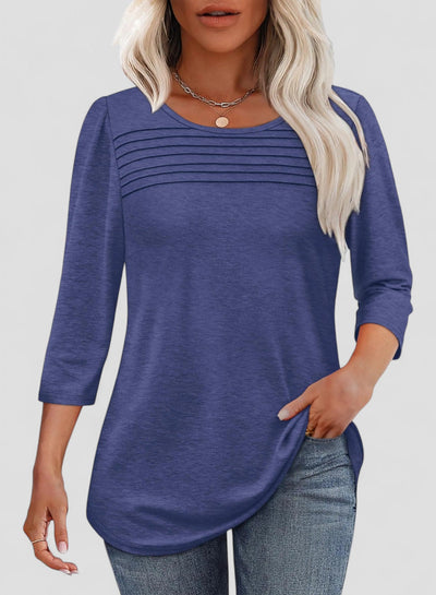 Evita - Pleated 3/4 Sleeve Top