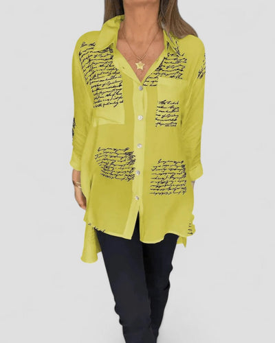 Helena - Script Button-Up Shirt