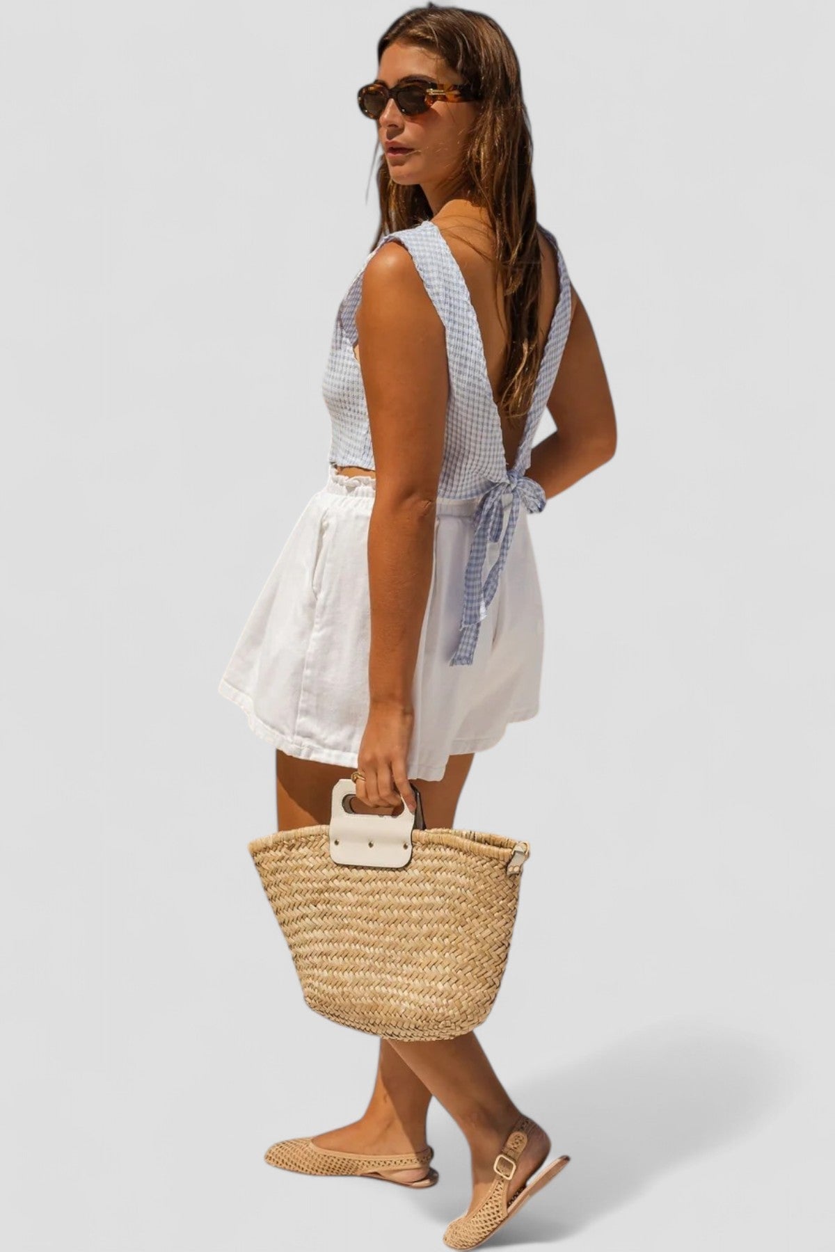 Rebecca - Blue Gingham Crop Top