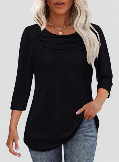 Evita - Pleated 3/4 Sleeve Top