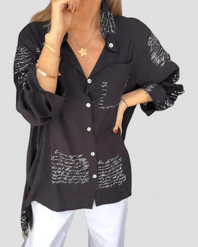 Helena - Script Button-Up Shirt