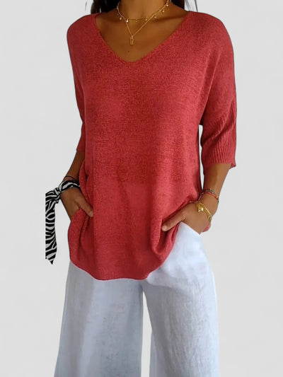 Aurea - V-Neck Knit Top