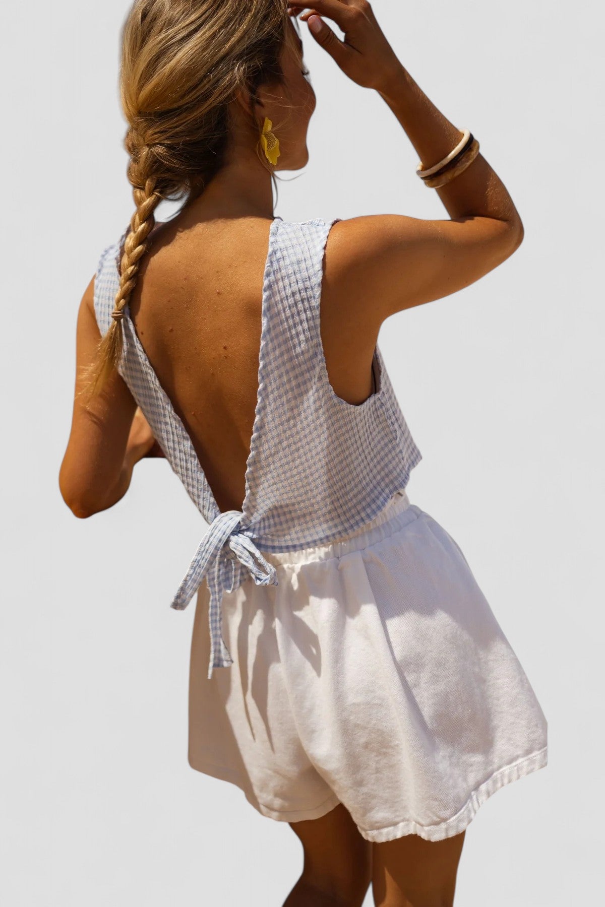 Rebecca - Blue Gingham Crop Top