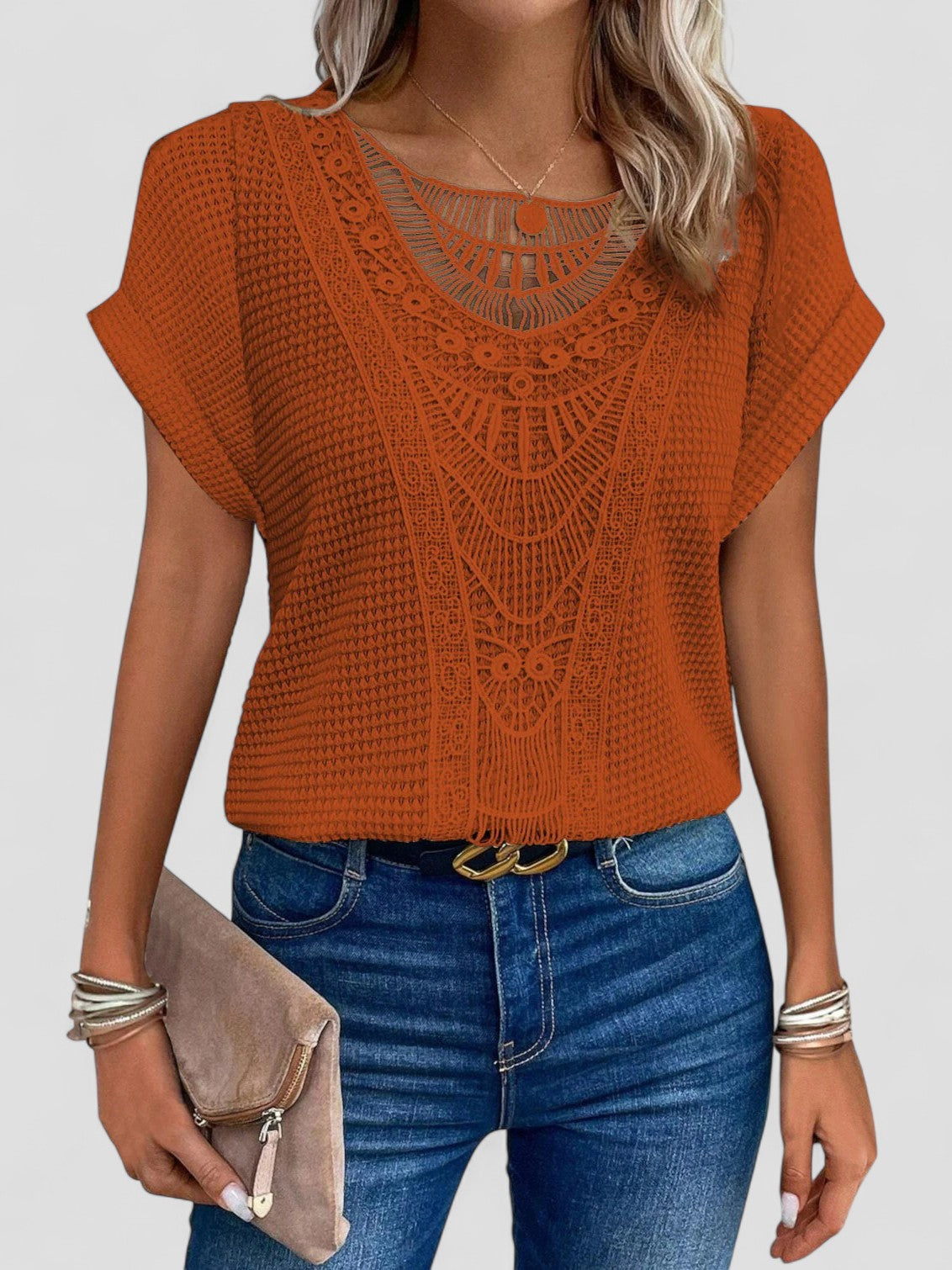 Solara - LACE T-SHIRT WITH SHORT SLEEVES