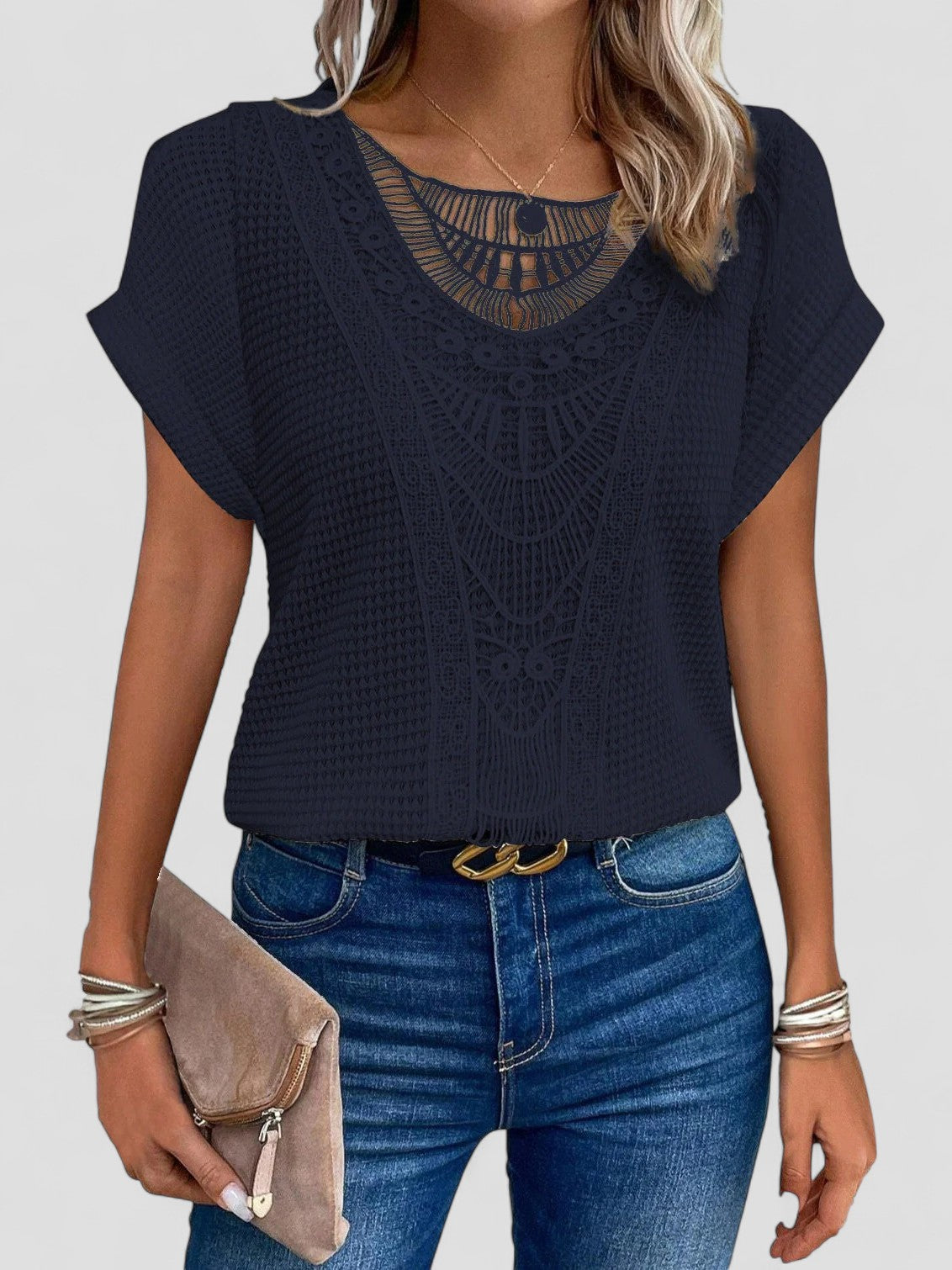 Solara - LACE T-SHIRT WITH SHORT SLEEVES