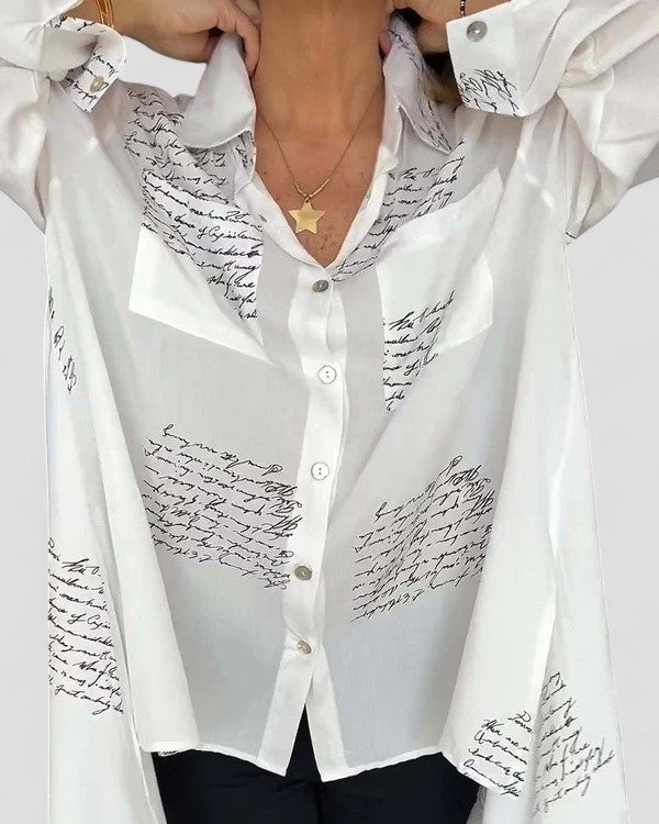 Helena - Script Button-Up Shirt
