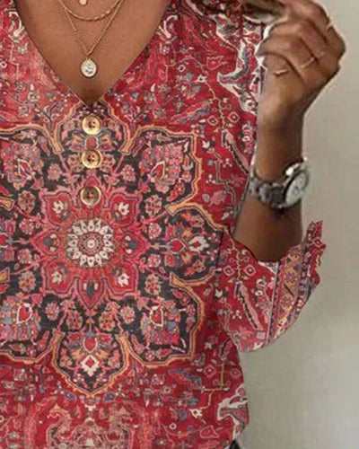 Arabella - Red Print Classic Top