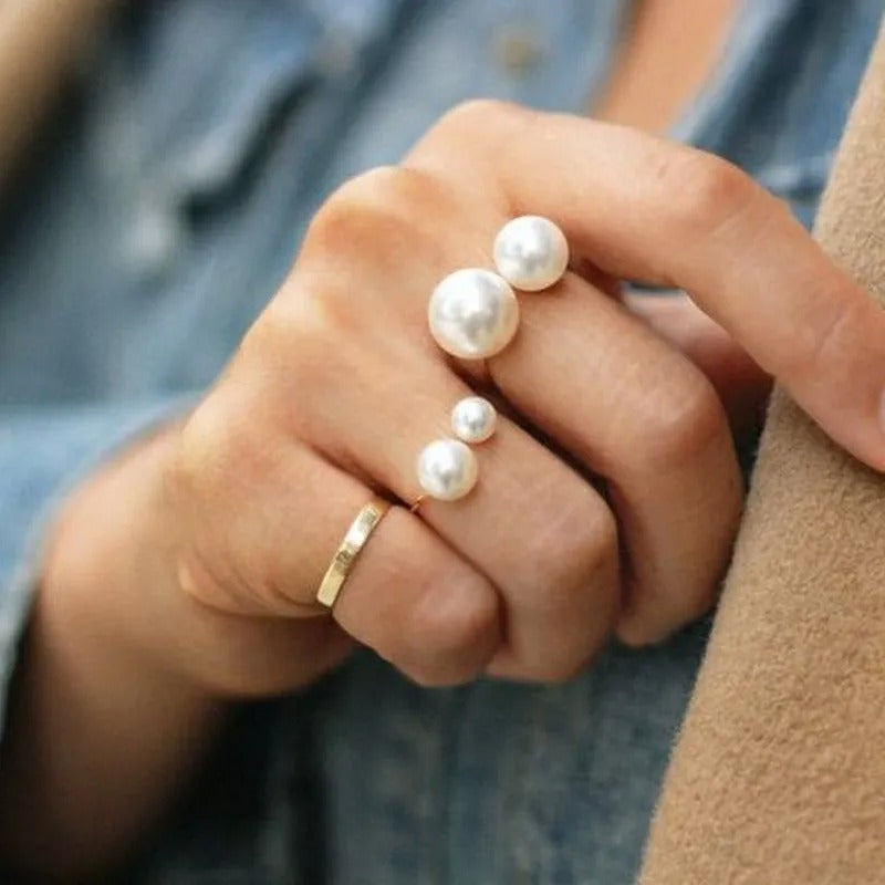 Lina adjustable pearl ring
