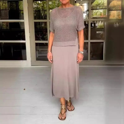 Alma™ - Elegant 2-Piece Dress with Openwork Top