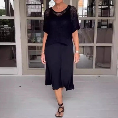 Alma™ - Elegant 2-Piece Dress with Openwork Top