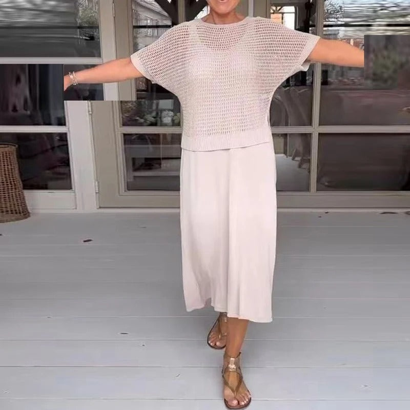 Alma™ - Elegant 2-Piece Dress with Openwork Top